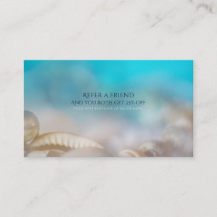 Tarjeta De Recomendación Elegantes Conchas Marinas Playa Azul Recomienda un