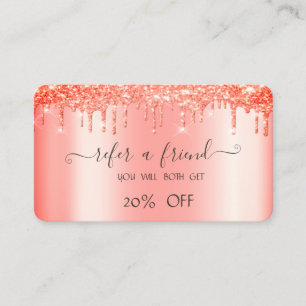 Tarjeta De Recomendación Elegantes gotas brillantes de moda