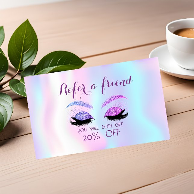 Tarjeta De Recomendación Elegantes pestañas Purpurinas,Tarjeta de referenci (Subido por el creador)
