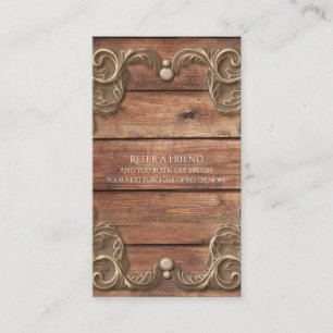 Tarjeta De Recomendación Encaje Madera Rústico Vintage Occidental Recomiend