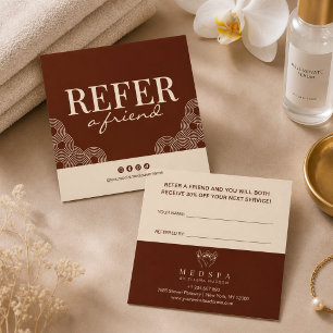 Tarjeta De Recomendación Esteticista de Salón de Spa de Terracota Elegante