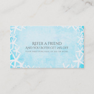 Tarjeta De Recomendación Estrella de Mar Pintada Aqua Azul Playa Referir un