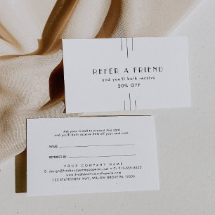 Tarjeta De Recomendación EVERLY Art Deco Blanco Negro Recomienda a un Amigo
