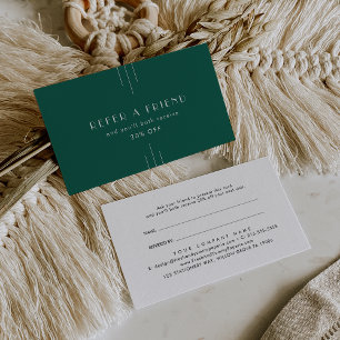 Tarjeta De Recomendación EVERLY Art Deco Esmeralda Verde Referir un Amigo