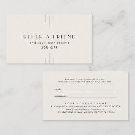 Tarjeta De Recomendación EVERLY Art Deco Ivory Gold Black Refer A Friend