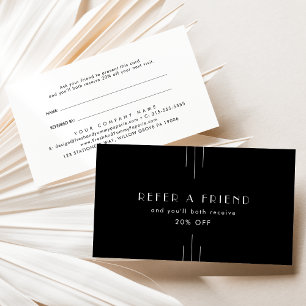 Tarjeta De Recomendación EVERLY Art Deco Negro Recomienda a un Amigo