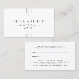Tarjeta De Recomendación EVERLY Art Deco White Black Refer A Friend