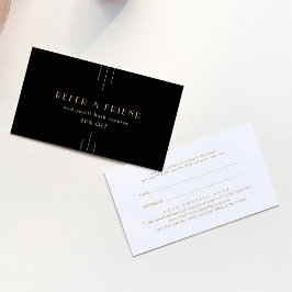 Tarjeta De Recomendación EVERLY Elegant Art Deco Black Gold Refer A Friend