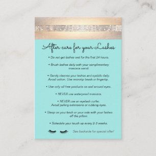Tarjeta De Recomendación Extensiones de Eyelash Aqua Instrucciones de After