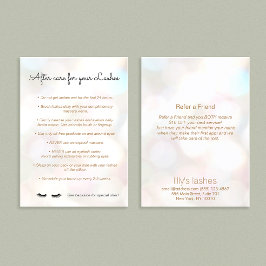 Tarjeta De Recomendación Eyelash Instrucciones para el cuidado después de l