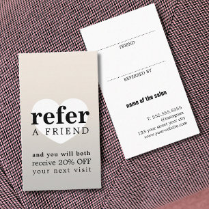 Tarjeta De Recomendación Falso Moderno Plata Blanco Corazón Negro Salón Aud