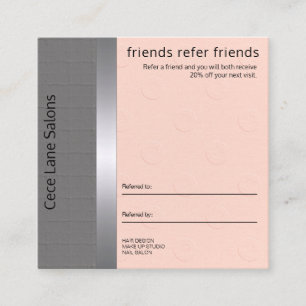 Tarjeta De Recomendación Femenino & Chic Melocotón & Gris