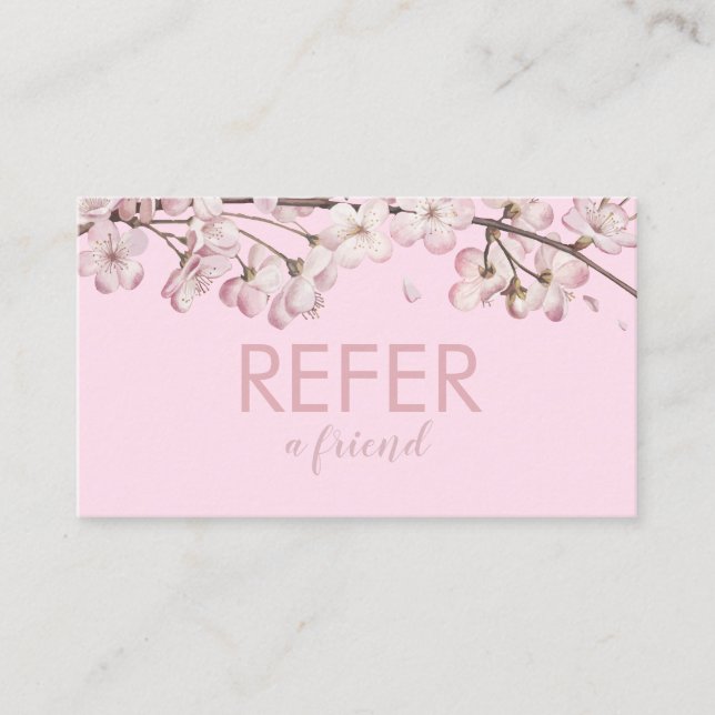 Tarjeta De Recomendación Flor Elegante Rosa Delicada (Anverso)