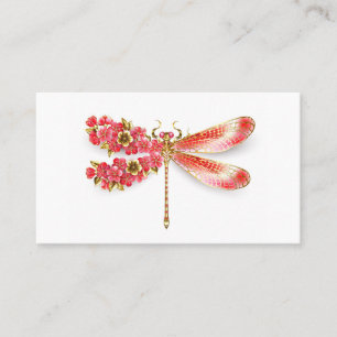 Tarjeta De Recomendación Flor libélula con sakura de joyas