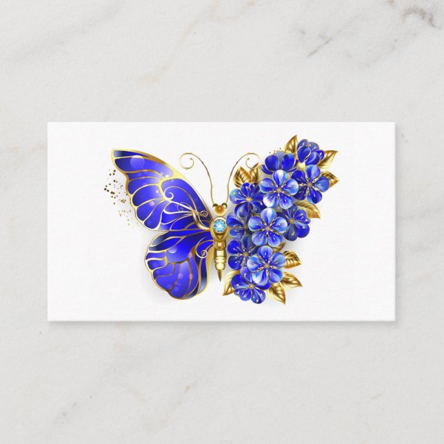 Tarjeta De Recomendación Flor Sapphire Mariposa (Anverso)