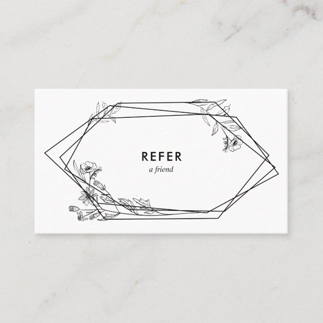 Tarjeta De Recomendación Floral geométrico del bosquejo moderno (Anverso)