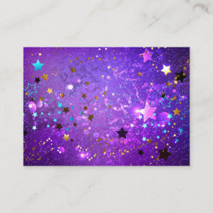 Tarjeta De Recomendación Fondo de papel de aluminio púrpura con estrellas