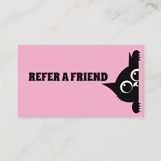 TARJETA DE RECOMENDACIÓN GATO ROSA PERSONALIZADA (Anverso)