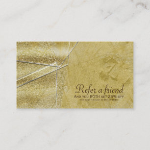 Tarjeta De Recomendación Glam Salon Cristal Brillante Dorado Recomienda a u
