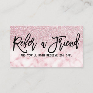 Tarjeta De Recomendación Glamorosa Moda moderna Purpurina rosa Marble Ombre