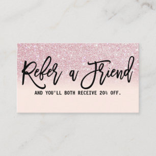 Tarjeta De Recomendación Glamorosa Moda moderna Purpurina rosado júnior Omb