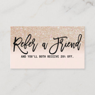 Tarjeta De Recomendación Glamorosa Moda Purpurina de oro rosa moderno