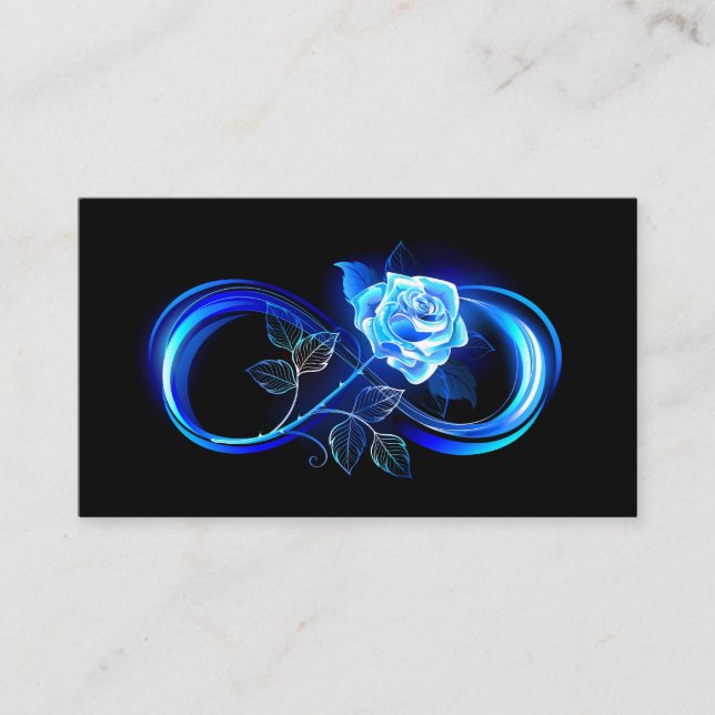 Tarjeta De Recomendación Glowing infinity with blue rose (Anverso)
