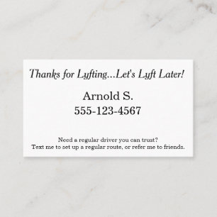 Tarjeta De Recomendación Gracias por Lyfting. ¡Déjenos Lyft más adelante