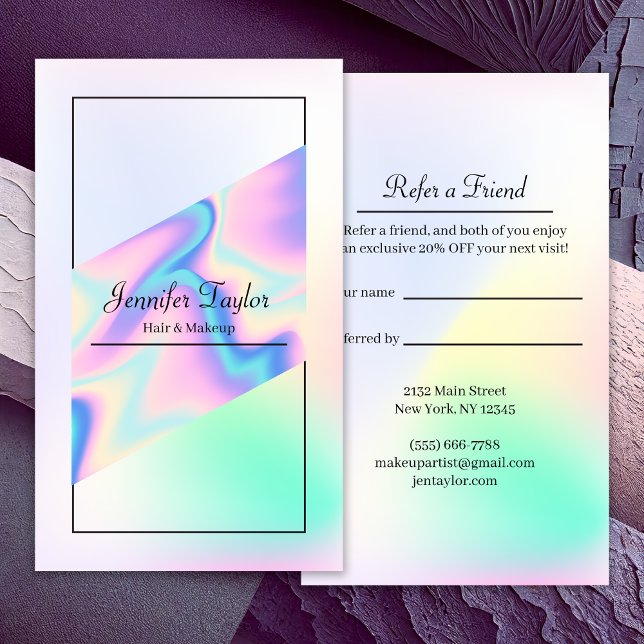 Tarjeta De Recomendación Gradiente holográfico de moda referirse a un amigo (Subido por el creador)