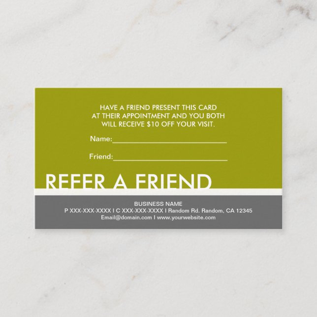 Tarjeta De Recomendación Gris verde del ejército simple remitir cartas de a (Anverso)