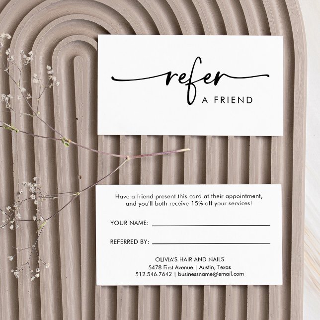 Tarjeta De Recomendación Guión manuscrito moderno negro y blanco (Subido por el creador)