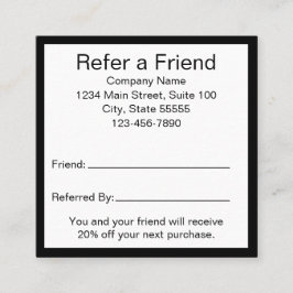 Tarjeta De Recomendación Hacer referencia a una plantilla de amigo en blanc