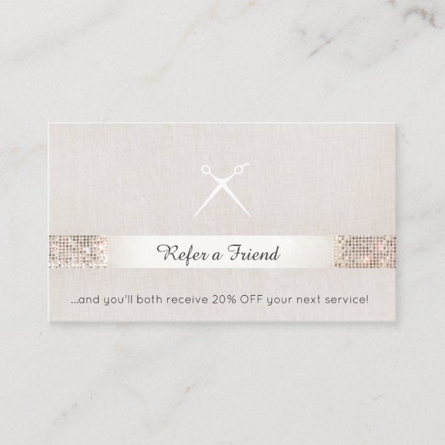 Tarjeta De Recomendación Hair Salon Customer Referral Sequing Scissors (Anverso)