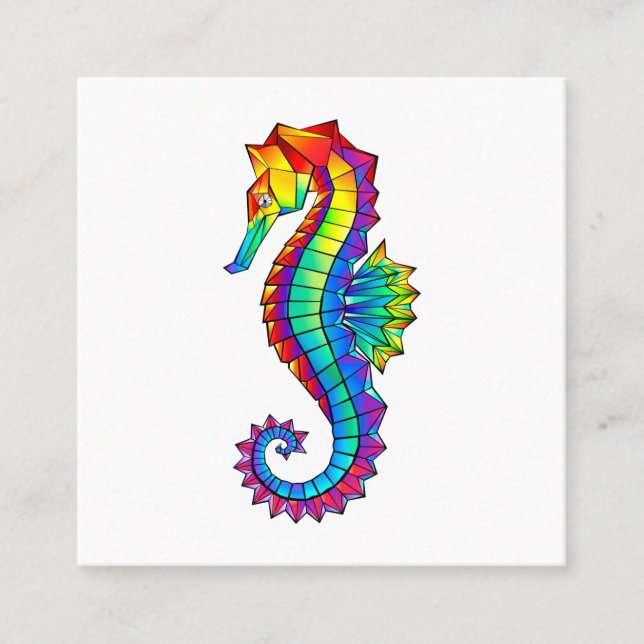 Tarjeta De Recomendación Hipoahoría marino poligonal arcoiris (Anverso)