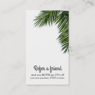 Tarjeta De Recomendación Hoja de palma tropical elegante Referir un amigo