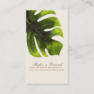 Tarjeta De Recomendación Hoja de Palma Tropical Verano Elegante Recomienda 