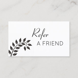 Tarjeta De Recomendación Hoja Negra Simple Recomienda a un Amigo
