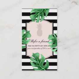 Tarjeta De Recomendación Hojas Tropicales & Piña Elegante Recomienda a un A