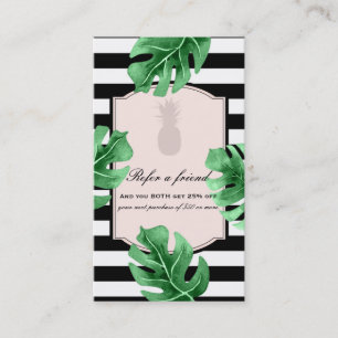 Tarjeta De Recomendación Hojas Tropicales & Piña Elegante Recomienda un Ami