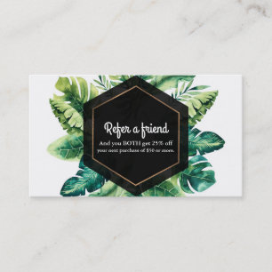 Tarjeta De Recomendación Hojas Tropicales Verdes Referir un Amigo Elegante