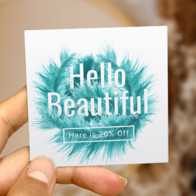 Tarjeta De Recomendación Hola hermosa sala moderna Verde azulada de plumas (Subido por el creador)
