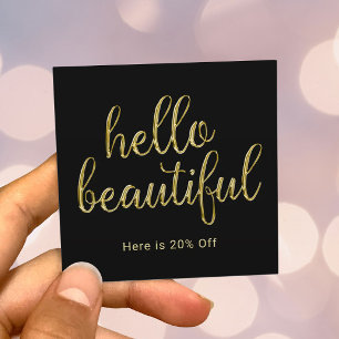 Tarjeta De Recomendación Hola Hermoso Guión Dorado Salón de Belleza Remisió