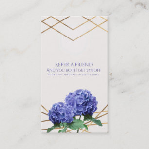 Tarjeta De Recomendación Hydrangea & Gold Elegante Floral Recomienda a un A