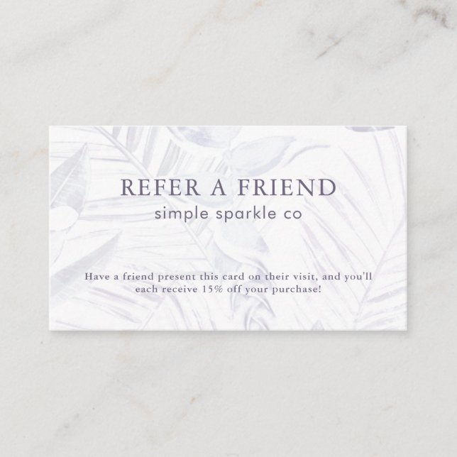 Tarjeta De Recomendación Impresión delgada de hojas de ciruelas y palma bla (Anverso)