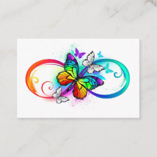 Tarjeta De Recomendación Infinidad brillante con la mariposa arcoiris