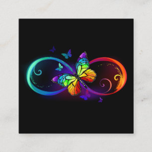 Tarjeta De Recomendación Infinidad vibrante con mariposa arco iris sobre ne