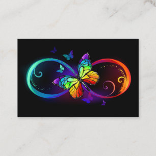 Tarjeta De Recomendación Infinidad vibrante con mariposa arco iris sobre ne