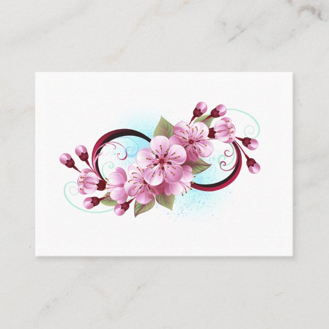 Tarjeta De Recomendación Infinito con las flores de flores de Sakura Blosso (Anverso)