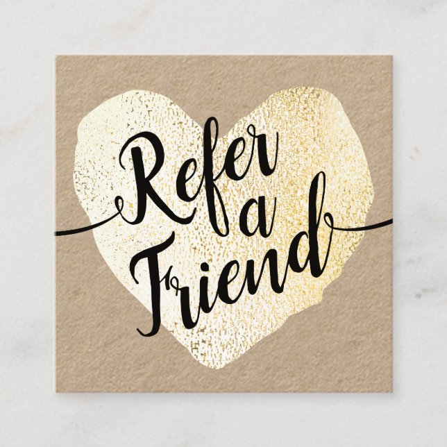 Tarjeta De Recomendación Kraft de referencia para caligrafía de guión dorad (Anverso)