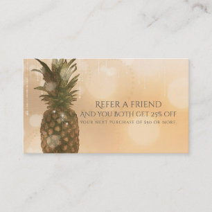 Tarjeta De Recomendación La piña de oro atractiva elegante refiere una
